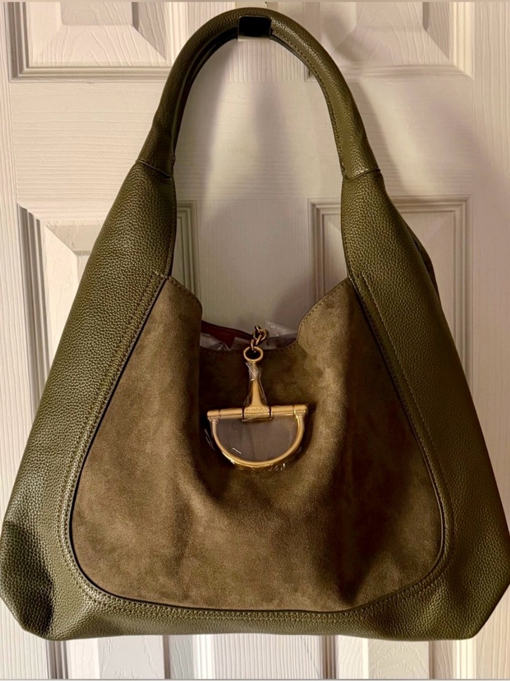 Soft Horse bit Olive Green  Hobo Shoulder Bag